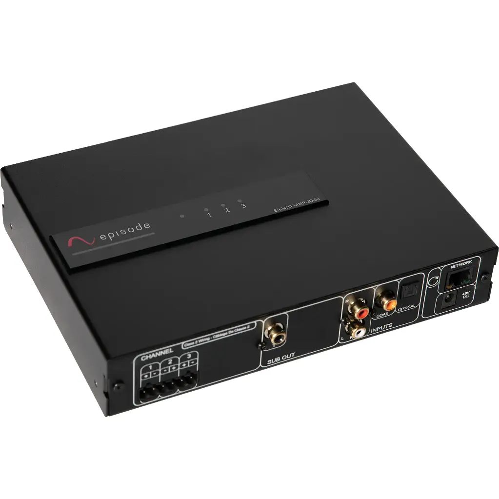 3-Channel/1-Zone 50W POE++ Amplifier DSP-Configurable with MoIP Streaming Capability Built-In