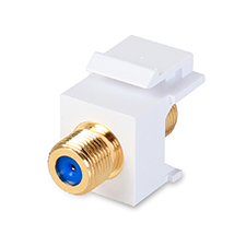 [F-3G-WH] Gold-plated 3 GHz Bandwidth F-Connector Keystone Insert - White